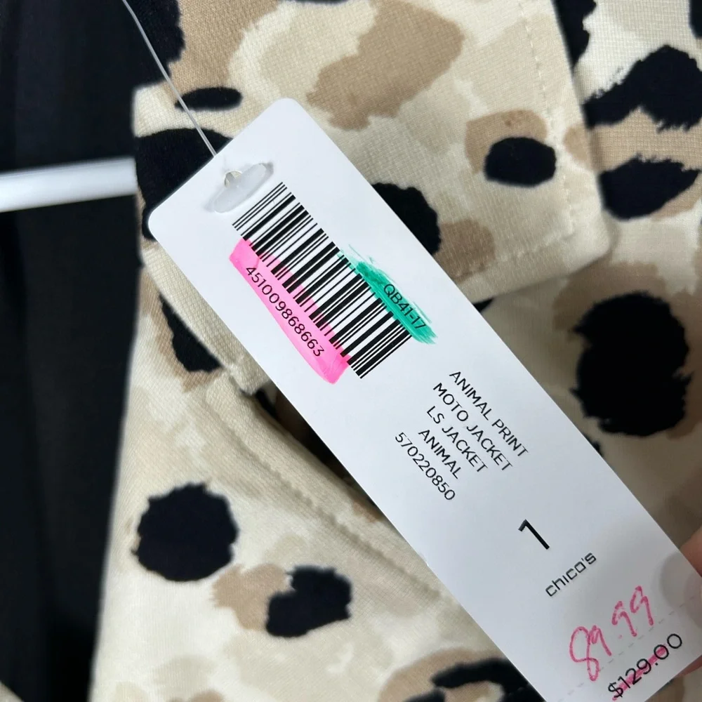 NWT Chico’s Animal Print Moto Jacket‎